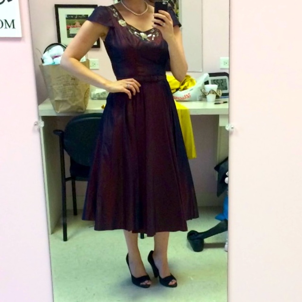 Vintage 1950’s Beaded Silk Dress